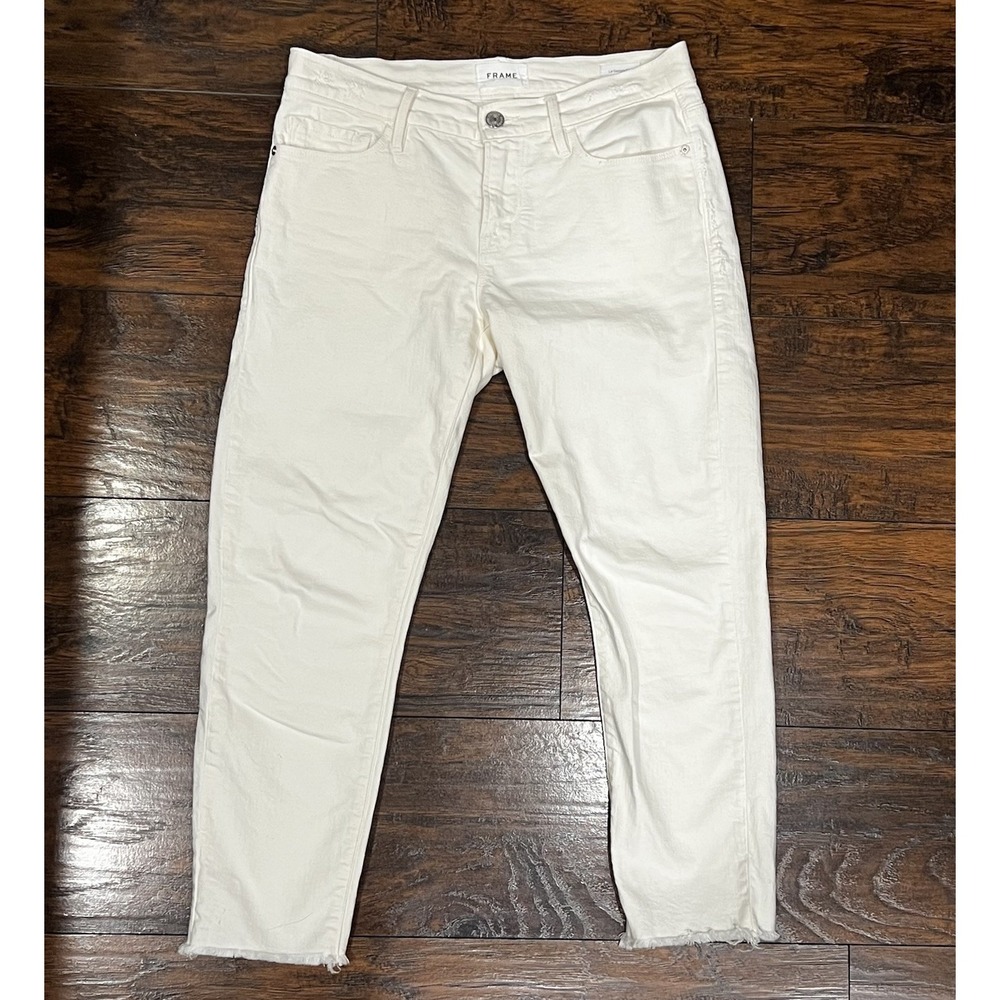 FRAME Le Garcon Crop Cream Ivory Jeans Size 28 Au Natural Grind MSRP $248